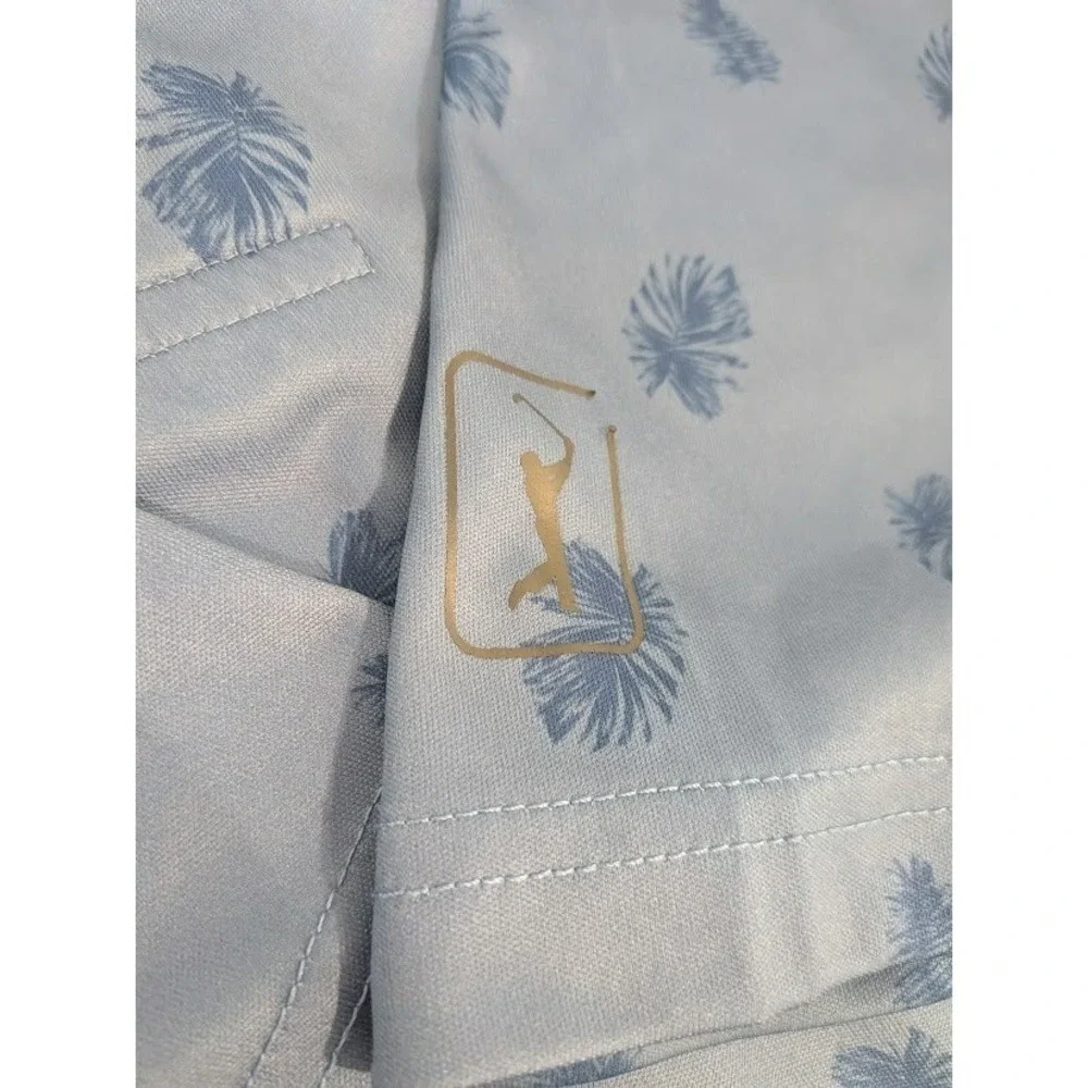 PGA Tour Golf‎ Polo Men's Blue on Blue Leaf  Size Large Lightweight Summer